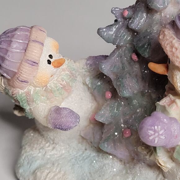 HOME INTERIORS Snowman Gifts Around Tree Figurine 4x3 inches - Picture 8 of 9